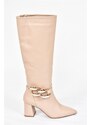 Fox Shoes Nude Women's Thick Heeled Boots