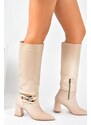 Fox Shoes Nude Women's Thick Heeled Boots