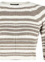 Trendyol Ecru Crew Neck Pruhovaný pletený svetr