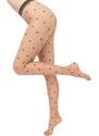 Giulia Béžové vzorované crotchless punčochy Intimo Fashion 20DEN