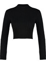 Trendyol Black Crop Basic pletený svetr
