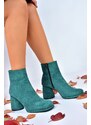 Fox Shoes Women's Green Suede Thick Heeled Daily Boots