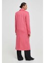 Kabát s příměsí vlny United Colors of Benetton růžová barva, přechodný, dvouřadový