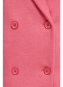 Kabát s příměsí vlny United Colors of Benetton růžová barva, přechodný, dvouřadový
