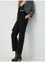 Bavlněné kalhoty Pinko černá barva, jednoduché, high waist