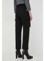 Bavlněné kalhoty Pinko černá barva, jednoduché, high waist