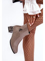 Kesi Patentované dámské kotníkové boty se zdobenými vysokými podpatky D&A šedá
