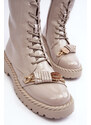 Kesi Dámské patentované pracovní boty s dekorací D&A světle šedá