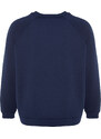 Trendyol Curve Navy Blue Thick Fleece Inside Embroidery Detailed Knitted Sweatshirt