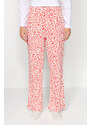 Trendyol Powder 100% Cotton Leopard Print T-shirt-Pants and Knitted Pajamas Set