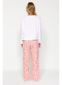 Trendyol Powder 100% Cotton Leopard Print T-shirt-Pants and Knitted Pajamas Set