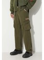 Bavlněné kalhoty Alpha Industries Jet Pant zelená barva, jednoduché, 101212.142