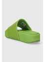 Kožené pantofle Y-3 IG1084 SLIDE zelená barva