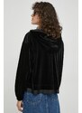 Mikina Emporio Armani dámská, černá barva, s kapucí, hladká