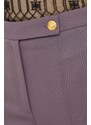 Kalhoty Elisabetta Franchi dámské, fialová barva, zvony, high waist