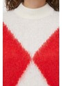 Šátek z vlněné směsi Tommy Hilfiger červená barva