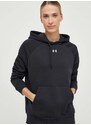 Mikina Under Armour dámská, černá barva, s kapucí, hladká, 1379500