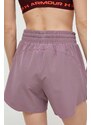 Tréninkové šortky Under Armour Flex fialová barva, hladké, high waist, 1376933