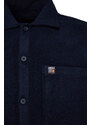 Trendyol Navy Blue Overshirt Fit Shirt Collar Label Detail Stamp Shirt