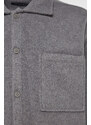 Trendyol Gray Men's Oversize Fit Shirt Collar Stamp Thick Winter Shirt Jacket