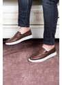 Ducavelli Trim Genuine Leather Men's Casual Shoes. Loafers, Lightweight Shoes, Summer Shoes Brown.