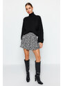 Trendyol Black Crowbar Pattern Woven Short Skirt