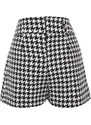 Trendyol Black Crowbar Pattern Woven Short Skirt