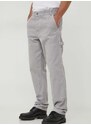 Bavlněné kalhoty United Colors of Benetton šedá barva, jednoduché