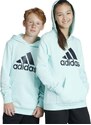 Dětská mikina adidas tyrkysová barva, s kapucí, s potiskem