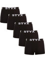 5PACK pánské boxerky Styx sportovní guma černé (5G960)