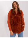 Fashionhunters Tmavě oranžová kožešinová vesta s podšívkou
