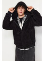 Trendyol Black Regular/Regular Fit Full Zipper Pocket Fleece Thick Sweatshirt-Cardigan