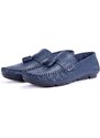 Ducavelli Noble Genuine Leather Men's Casual Shoes, Roque Loafers Navy Blue.