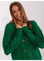 Fashionhunters Tmavě zelený dámský svetr na knoflíky