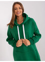 Fashionhunters Tmavě zelená zateplená klokaní mikina s kapucí