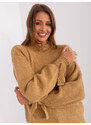 Fashionhunters Velbloudí pletený svetr s rolákem