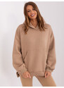 BASIC SVĚTLE HNĚDÁ ZATEPLENÁ OVERSIZE MIKINA S KLOKANÍ KAPSOU -LIGHT BROWN Béžová