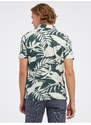 Krémovo-zelené pánské květované polo tričko LERROS - Pánské