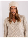 Fashionhunters Béžová pletená dámská čepice