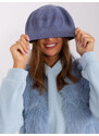Fashionhunters Šedomodrý dámský baret s aplikacemi