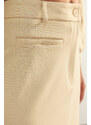 Trendyol Beige Limited Edition High Quality Faux Leather Slit Detailed Midi Woven Skirt