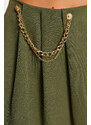 Trendyol Dark Khaki Chain and Pleat Detailed Woven Shorts Skirt
