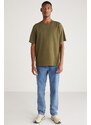 GRIMELANGE Curtıs Men's Comfort Fit Thick Textured Recycle 100% Cotton T-shirt