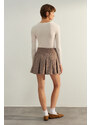 Trendyol Brown Premium Quality Pleated Mini Woven Skirt