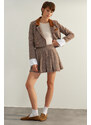 Trendyol Brown Premium Quality Pleated Mini Woven Skirt