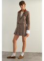 Trendyol Brown Premium Quality Pleated Mini Woven Skirt
