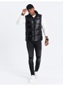 Ombre Clothing Prošívaná lesklá vesta v černé barvě JAVJ-0113-V1