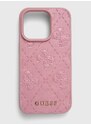 Obal na telefon Guess iPhone 15 Pro 6.1 růžová barva