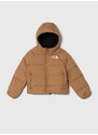 Dětská oboustranná bunda The North Face B REVERSIBLE NORTH DOWN HOODED JACKET hnědá barva