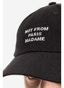 Bavlněná baseballová čepice Drôle de Monsieur La Casquette Slogan černá barva, s aplikací, PERM.PCAP2.BL